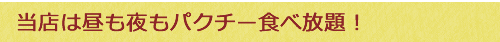 当店は昼も夜もパクチー食べ放題！